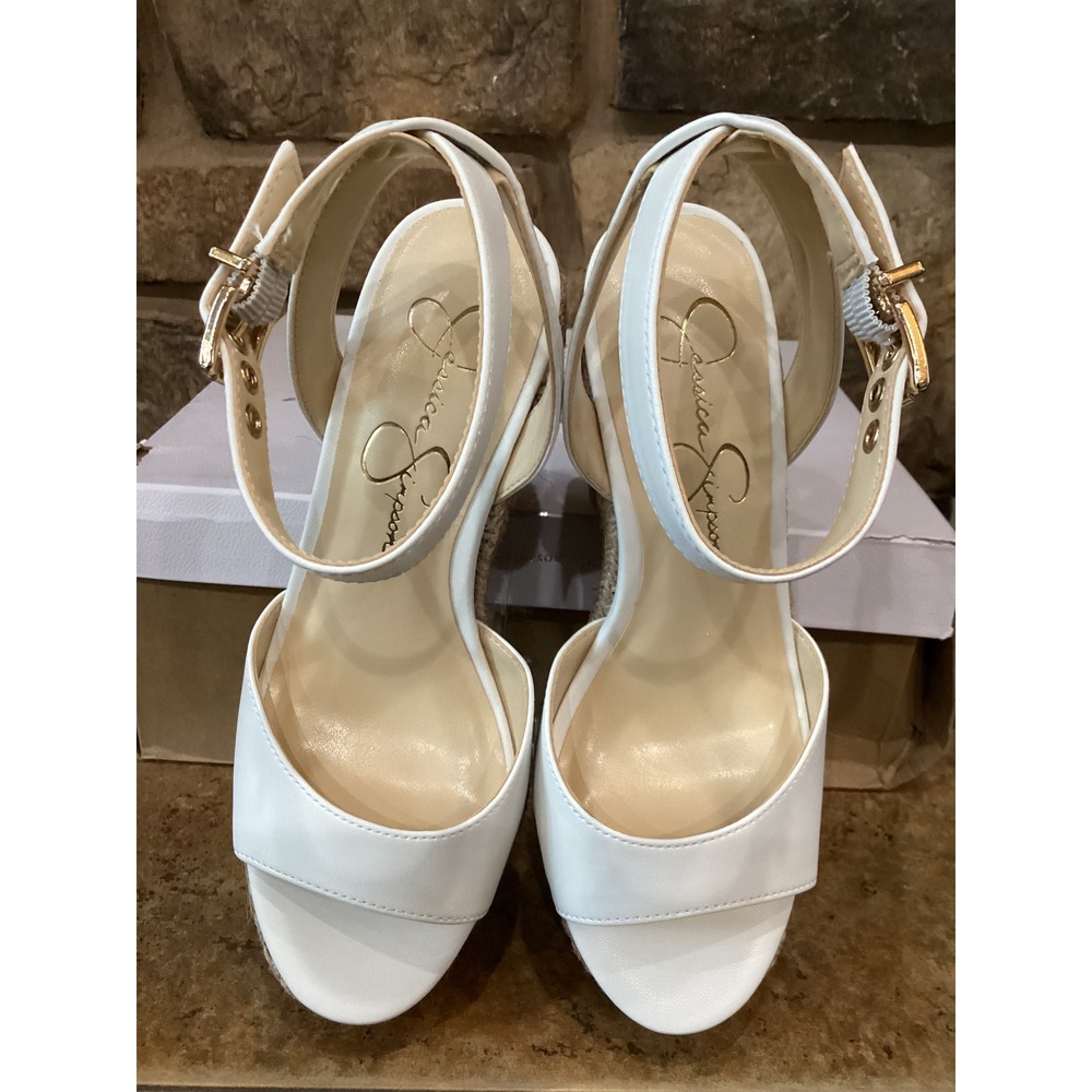 Jessica Simpson Mauvien White Nappa Espadrille Wedge Sandals JP-MAUVIEN 6M New - Picture 3 of 8